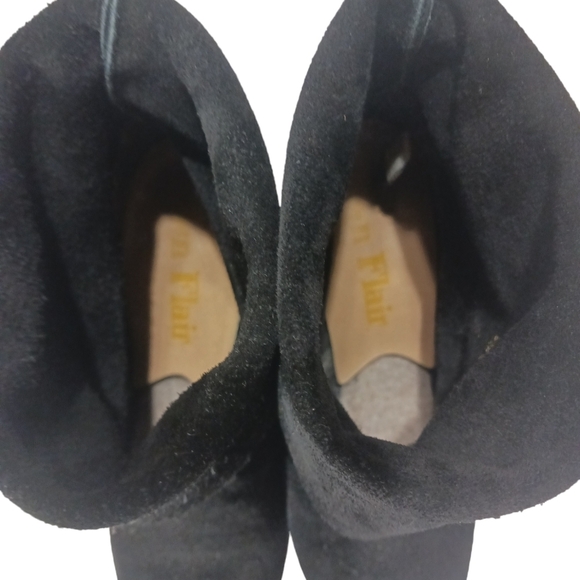 Convertable Black Suede Fold Down Ankle Boots Booties - Picture 7 of 13